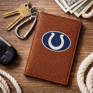 NFL INDIANAPOLIS COLTS Brown Pebble Grain ID Holder Clip NEW 4x3